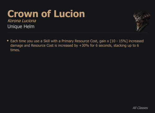 Crown of Lucion / Korona Luciona UNIKAT Diablo IV SEZON