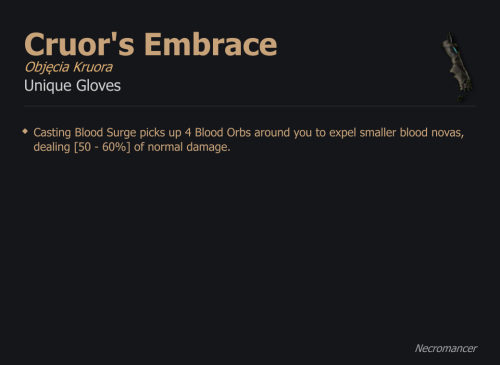 Cruor's Embrace / Objęcia Kruora UNIKAT Diablo IV SEZON