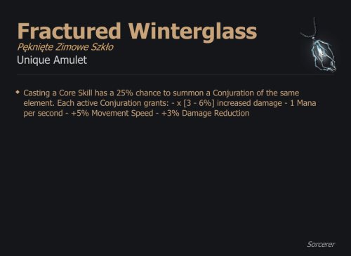 Fractured Winterglass / Pęknięte Zimowe Szkło UNIKAT Diablo IV SEZON