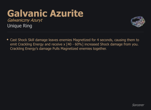 Galvanic Azurite / Galwaniczny Azuryt UNIKAT Diablo IV SEZON