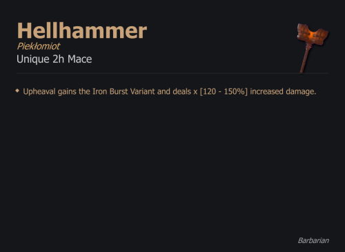 Hellhammer / Piekłomiot UNIKAT Diablo IV SEZON