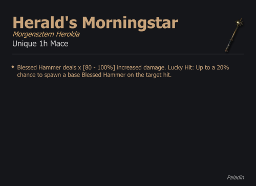 Herald's Morningstar / Morgensztern Herolda UNIKAT Diablo IV SEZON