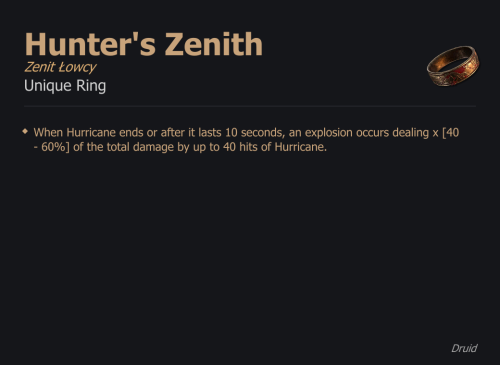 Hunter's Zenith / Zenit Łowcy UNIKAT Diablo IV SEZON
