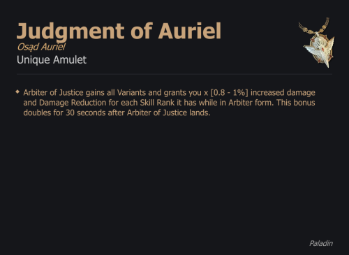 Judgment of Auriel / Osąd Auriel UNIKAT Diablo IV SEZON