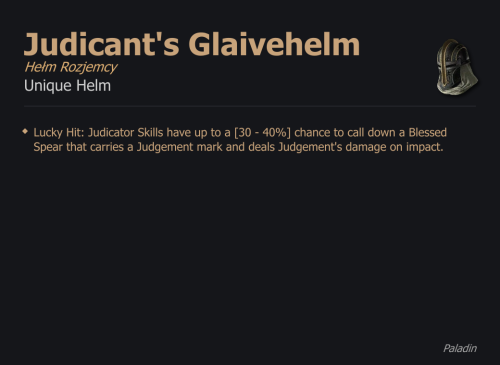 Judicant's Glaivehelm / Hełm Rozjemcy UNIKAT Diablo IV SEZON