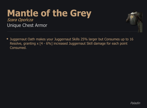 Mantle of the Grey / Szara Opończa UNIKAT Diablo IV SEZON