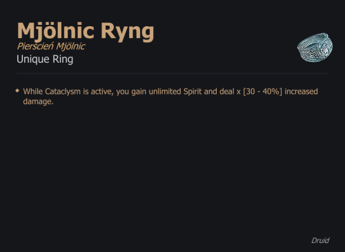 Mjölnic Ryng / Pierścień Mjölnic UNIKAT Diablo IV SEZON