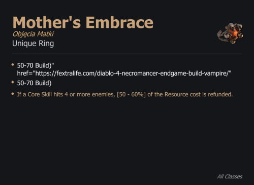 Mother's Embrace / Objęcia Matki UNIKAT Diablo IV SEZON