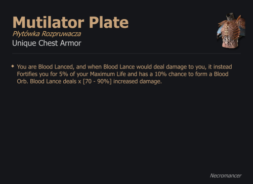 Mutilator Plate / Płytówka Rozpruwacza UNIKAT Diablo IV SEZON