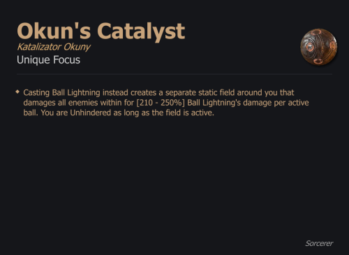 Okun's Catalyst / Katalizator Okuny UNIKAT Diablo IV SEZON