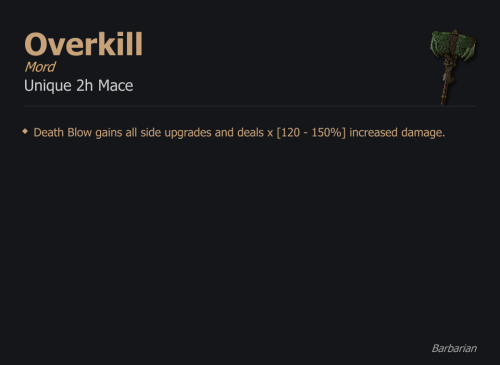 Overkill / Mord UNIKAT Diablo IV SEZON