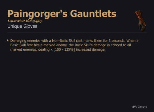 Paingorger's Gauntlets / Łapawice Bólopijcy UNIKAT Diablo IV SEZON