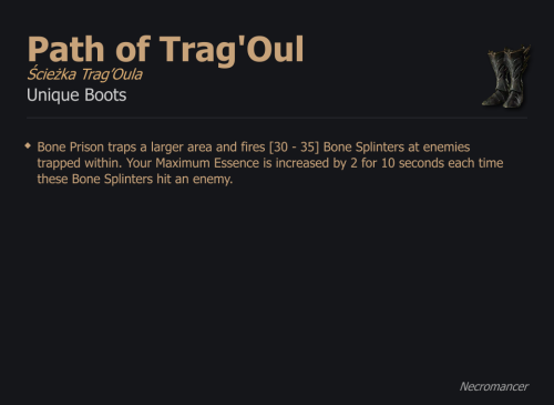 Path of Trag'Oul / Ścieżka Trag’Oula UNIKAT Diablo IV SEZON