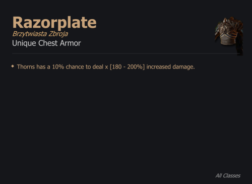 Razorplate / Brzytwiasta Zbroja UNIKAT Diablo IV SEZON