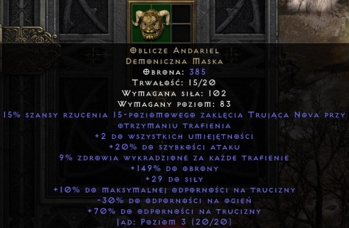 Oblicze Andariel Andy D2R Diablo 2 Resurrected ROTW Ladder