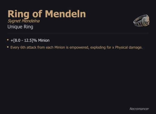 Ring of Mendeln / Sygnet Mendelna UNIKAT Diablo IV SEZON