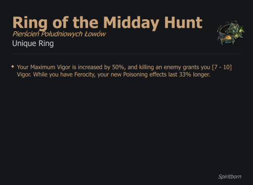 Ring of the Midday Hunt / Pierścień Południowych Łowów UNIKAT Diablo IV SEZON