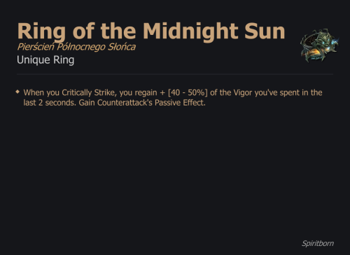Ring of the Midnight Sun / Pierścień Północnego Słońca UNIKAT Diablo IV SEZON