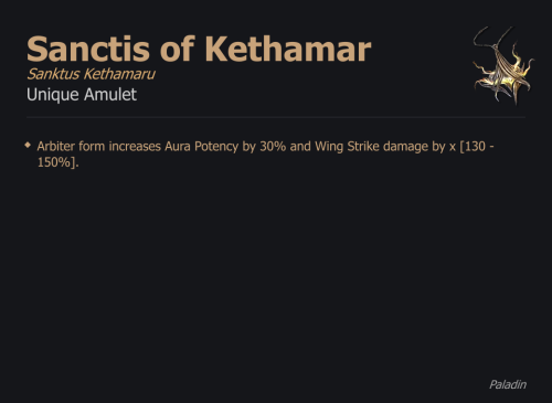 Sanctis of Kethamar / Sanktus Kethamaru UNIKAT Diablo IV SEZON