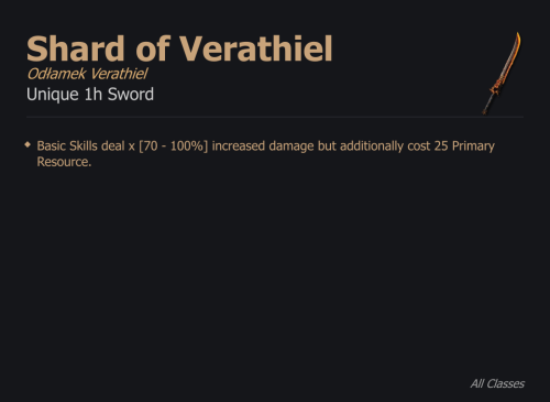 Shard of Verathiel / Odłamek Verathiel UNIKAT Diablo IV SEZON