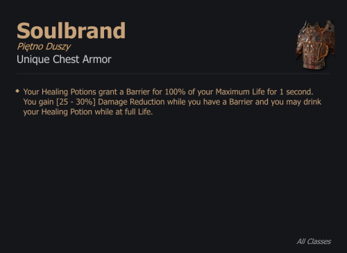 Soulbrand / Piętno Duszy UNIKAT Diablo IV SEZON