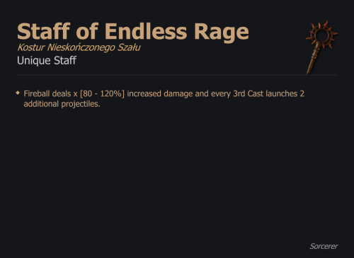Staff of Endless Rage / Kostur Nieskończonego Szału UNIKAT Diablo IV SEZON