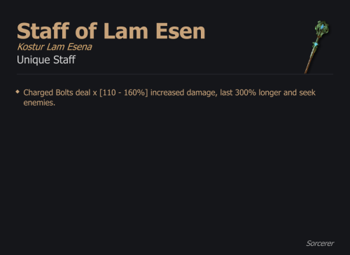 Staff of Lam Esen / Kostur Lam Esena UNIKAT Diablo IV SEZON