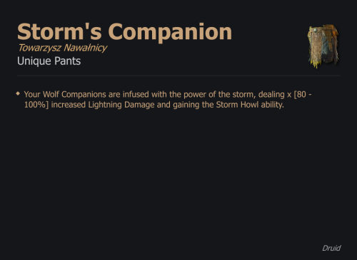 Storm's Companion / Towarzysz Nawałnicy UNIKAT Diablo IV SEZON