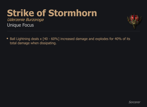 Strike of Stormhorn / Uderzenie Burzoroga UNIKAT Diablo IV SEZON