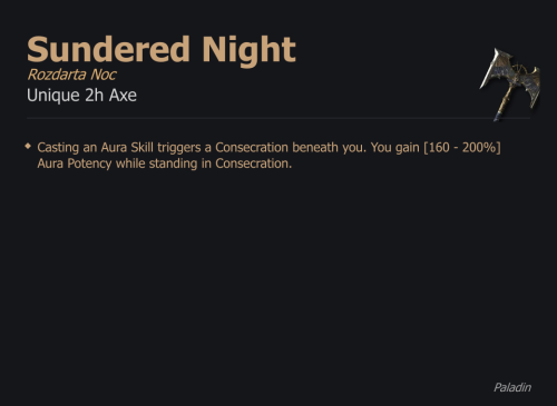 Sundered Night / Rozdarta Noc UNIKAT Diablo IV SEZON