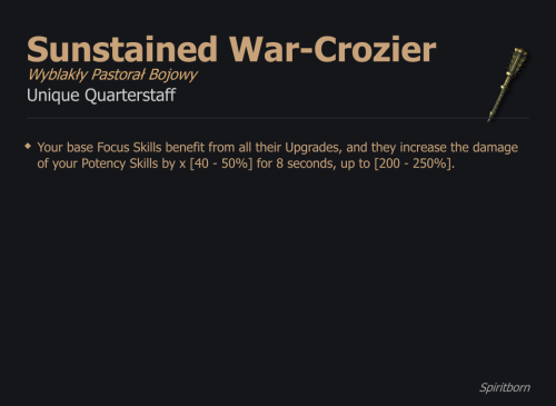 Sunstained War-Crozier / Wyblakły Pastorał Bojowy UNIKAT Diablo IV SEZON