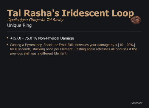Tal Rasha's Iridescent Loop / Opalizująca Obrączka Tal Rashy UNIKAT Diablo IV SEZON