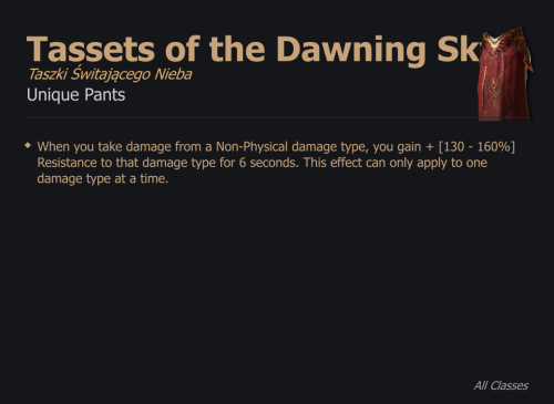 Tassets of the Dawning Sky / Taszki Świtającego Nieba UNIKAT Diablo IV SEZON