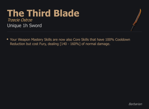 The Third Blade / Trzecie Ostrze UNIKAT Diablo IV SEZON