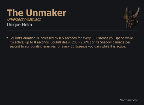 The Unmaker / Unierzeczywistniacz UNIKAT Diablo IV SEZON