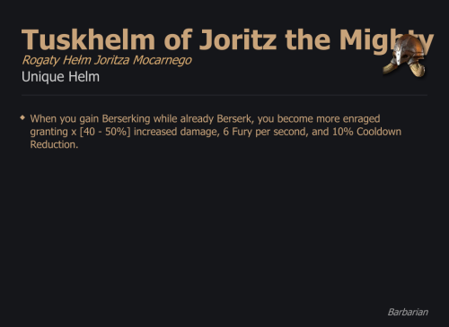 Tuskhelm of Joritz the Mighty / Rogaty Hełm Joritza Mocarnego UNIKAT Diablo IV SEZON
