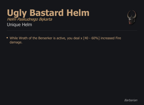 Ugly Bastard Helm / Hełm Paskudnego Bękarta UNIKAT Diablo IV SEZON