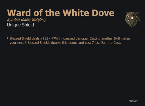 Ward of the White Dove / Symbol Białej Gołębicy UNIKAT Diablo IV SEZON