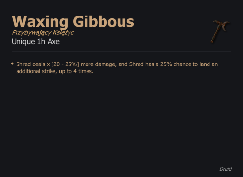 Waxing Gibbous / Przybywający Księżyc UNIKAT Diablo IV SEZON
