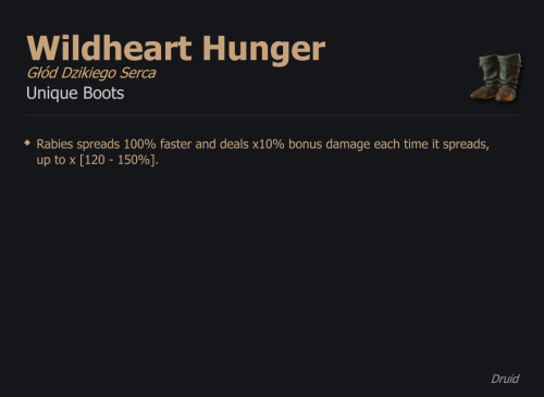 Wildheart Hunger / Głód Dzikiego Serca UNIKAT Diablo IV SEZON