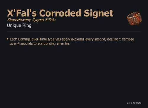 X'Fal's Corroded Signet / Skorodowany Sygnet X'Fala UNIKAT Diablo IV SEZON