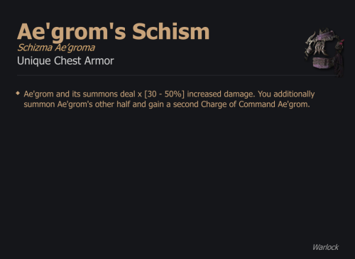 Ae'grom's Schism / Schizma Ae’groma UNIKAT Diablo IV SEZON