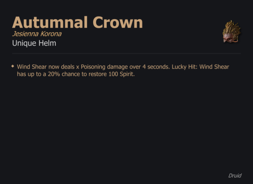 Autumnal Crown / Jesienna Korona UNIKAT Diablo IV SEZON