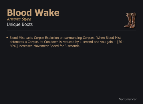 Blood Wake / Krwawa Stypa UNIKAT Diablo IV SEZON