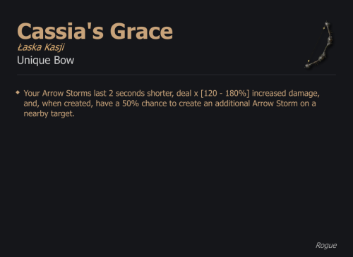 Cassia's Grace / Łaska Kasji UNIKAT Diablo IV SEZON