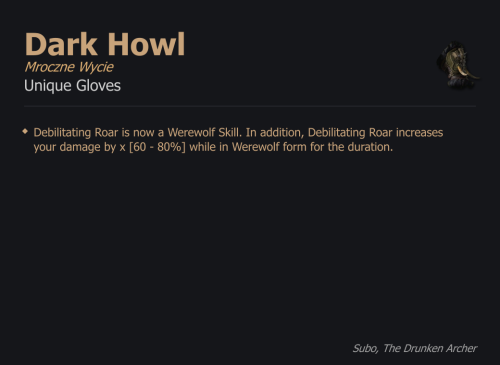 Dark Howl / Mroczne Wycie UNIKAT Diablo IV SEZON