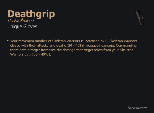 Deathgrip / Uścisk Śmierci UNIKAT Diablo IV SEZON