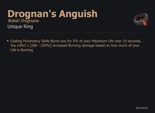 Drognan's Anguish / Boleść Drognana UNIKAT Diablo IV SEZON