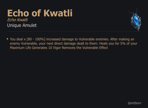 Echo of Kwatli / Echo Kwatli UNIKAT Diablo IV SEZON