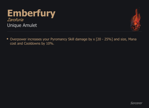 Emberfury / Żarofuria UNIKAT Diablo IV SEZON